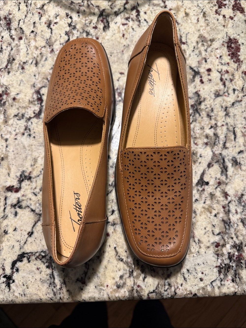 Trotters Cognac Perforated Slip-On Loafers